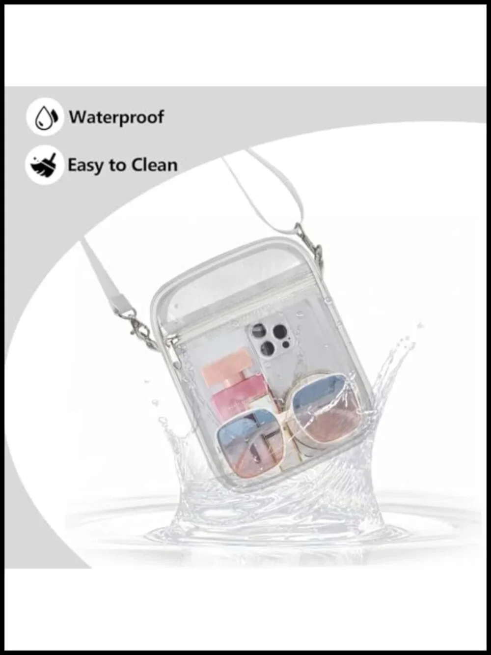 Clear Stadium Approved Crossbody Satchel Purse PVC Dual Compartment Adjustable